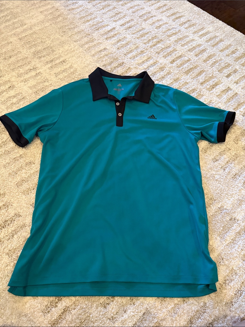 adidas Teal Polo with Black Contrast Collar Size L